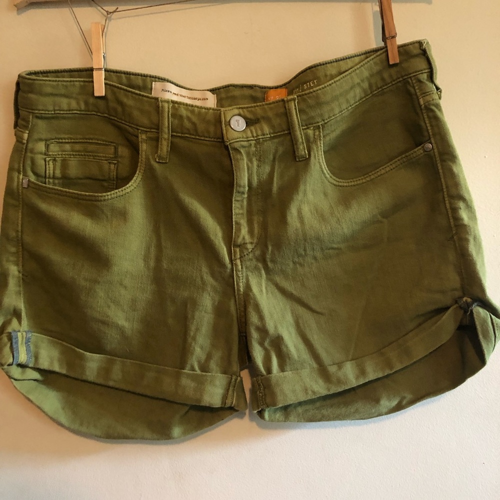 Pilcro Green Stet Roll-up Shorts